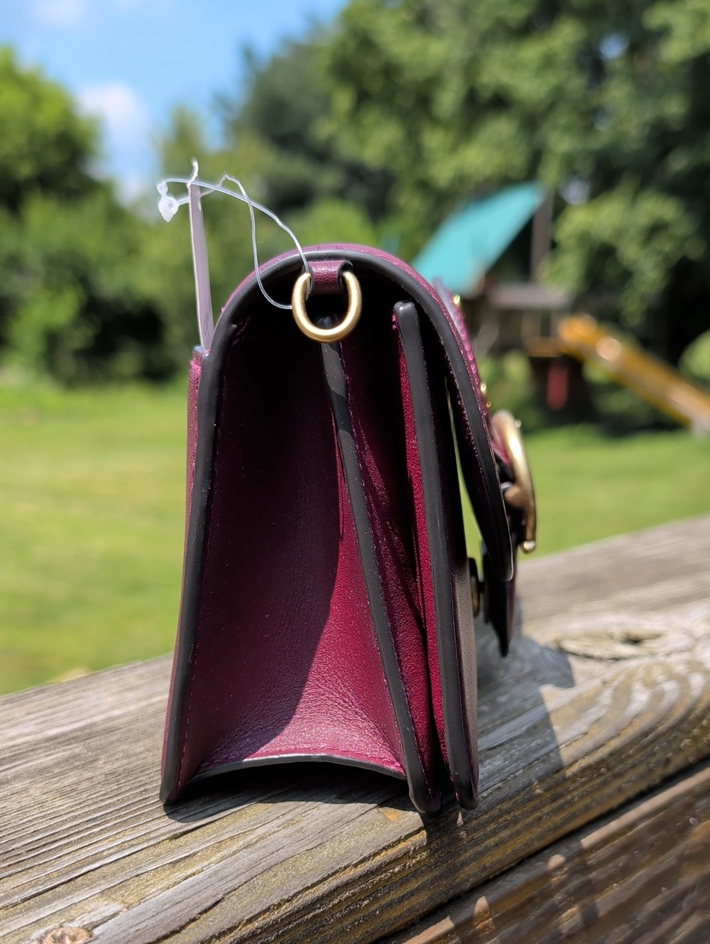 Coach Black Cherry Leather Beat Crossbody Clutch Bag - Picture 3 of 9